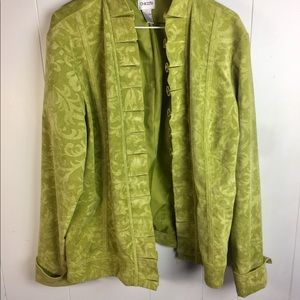Chico’s Size 3 Lime Green Ruffled Jacket